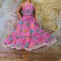 Barbie Doll Size Clothes Pink Cotton Sundress Moon Butterfly Print Lace Trim BDCVC1