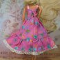 Barbie Doll Size Clothes Pink Cotton Sundress Moon Butterfly Print Lace Trim BDCVC1