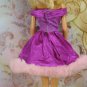 Barbie Doll Size Clothes Fuscia Pink Shimmering Short Party Dress Bow Faux Fur Trim BDCDML2