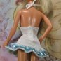 Barbie Doll Size Clothes White Tank Short Mini Blue Metallic Ruffled Party Dress BDCDS1