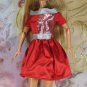 Barbie Doll Clothes Red & Silver Off the Shoulder Short Party Dress Tagged BDCDS13