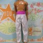 Barbie Ken Doll Clothes White Satin Like Dress Suit Pants Pink Waist Band KDC8