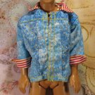 Ken Doll Clothes All American Long Acid Wash Jacket Red White Blue Rolled Cuff 1990 KDC16