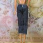 Barbie Doll Size Clothes Dark Blue Denim Capris Pants with Pink & Silver Attached Belt BDCCAP1