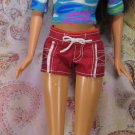 Barbie Doll Size Red and White Beach Sport Shorts Pink Genuine Barbie Tag BDCSH1