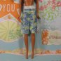 Barbie Doll Size Light Blue and Green Long Beach Shorts Flowers White Band Pink Tag BDCSH3