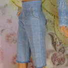 Barbie Doll Size Clothes Light Blue Long Dress Shorts Gold Stitching BDCSH4