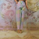 Barbie Doll Size Plaid Multi Color Pastel Cotton PJ Pajama Pants Elastic Waist BDCPJ2