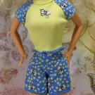 Barbie Doll Clothes Blue Yellow Top & Shorts PJs Baby Dolls Cow Jumped Over the Moon Design BDCPJ3
