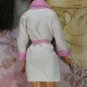 Barbie Doll Size Clothes White Robe Pink Trim and Belt Thigh Length Bathrobe BDCPJ4