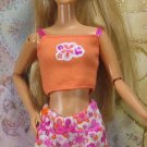 Barbie Doll Clothes Orange and Pink PJ Tank Top Flower Graphic Bedlight Magic BDCPJ5
