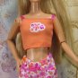 Barbie Doll Clothes Orange and Pink PJ Tank Top Flower Graphic Bedlight Magic BDCPJ5