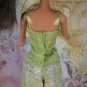 Barbie Doll Size Clothes Apple Green Satin Like Pajama Cami Top White Trim BDCPJ6