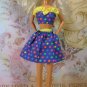 Barbie Doll Size Dark Purple & Yellow Cotton Matching Polka Dot Skirt & Tank Top BDCSET4