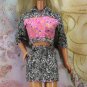 Barbie Doll Clothes Black Acid Stone Wash 90s Skirt & Cropped Collared Jacket BDCSET9