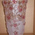 Pink and White Glass Vase, Home Decor, Flowers