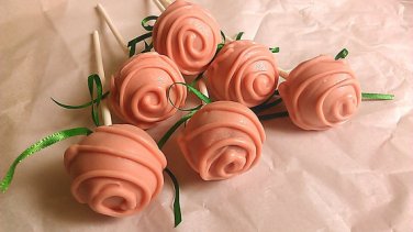 Rose cake pops, choice color white, pink, yellow,