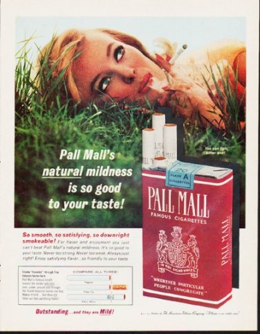 1963 Pall Mall Cigarettes Ad ""natural mildness""