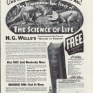 1937 LITERARY GUILD OF AMERICA, THE SCIENCE OF LIFE, Ad