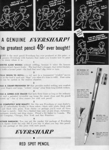 1937 EVERSHARP "RED SPOT PENCIL" Advertisement