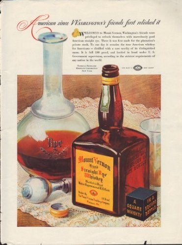 1937 MOUNT VERNON WHISKEY "STRAIGHT RYE" Advertisement
