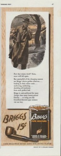 1942 Briggs Pipe Mixture Ad "Cask-Mellowed Extra Long for Extra Flavor"