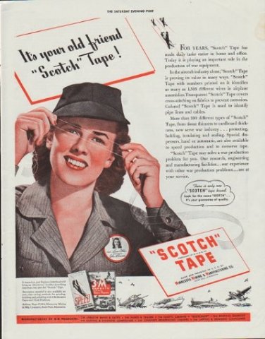 1942 Scotch Tape Ad "It's your old friend "Scotch" Tape!"