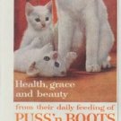 1961 Puss 'n Boots Cat Food Ad "Health, grace and beauty from daily feeding"