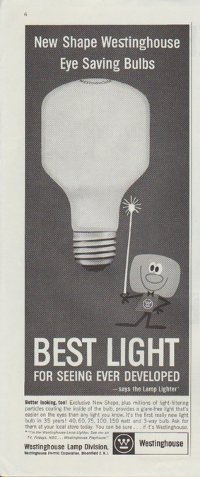 1961 Westinghouse Ad "New Shape Westinghouse Eye Saving Bulbs"