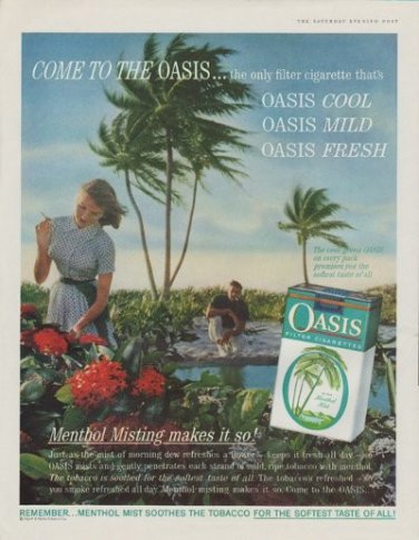 1961 Oasis Cigarettes Ad "Come to the Oasis ..."