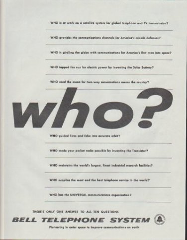 1961 Bell Telephone Ad "who?"