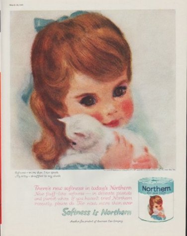 1961 Northern Tissue Ad "Softness is Northern"
