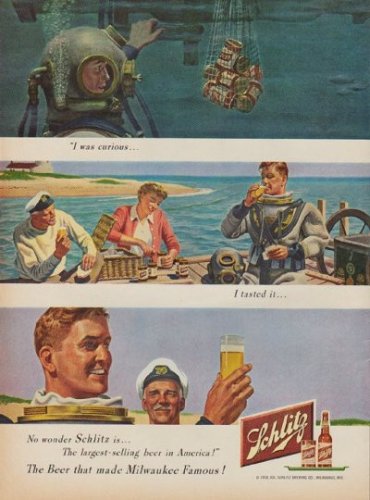 1950 Schlitz Beer Ad "I was curious"