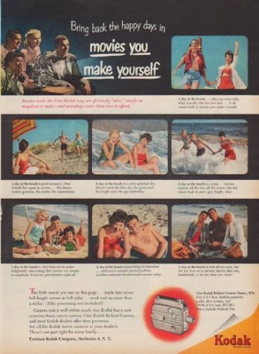 1950 Kodak Ad "Bring back the happy days in movies you make yourself"