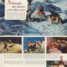 1950 Canadian Club Ad "St. Bernards race disaster across Alpine snows"