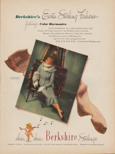 1949 Berkshire Stockings Ad "Easter Stocking Fashions"