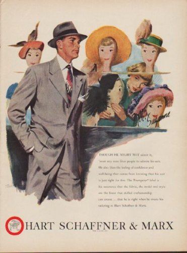 1949 Hart Schaffner & Marx Ad "... any man likes people to admire his suit."