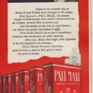 1949 Pall Mall Ad "greater length filters the smoke on the way to your throat"