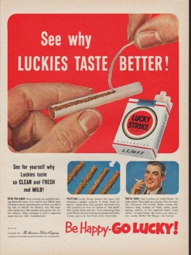 1952 Lucky Strike Ad "Be Happy-Go Lucky!"