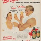 1952 Carling's Red Cap Ale Ad "Be Light-hearted!"