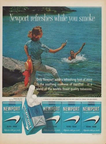 1961 Newport Cigarettes Ad "refreshes while you smoke"