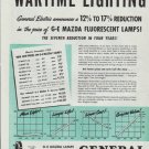 1942 General Electric Ad "Wartime Lighting"