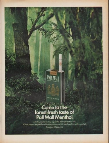 1967 Pall Mall Ad "forest-fresh taste"
