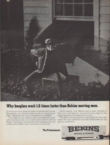 1968 Bekins Ad "Why burglars work 1.6 times faster"