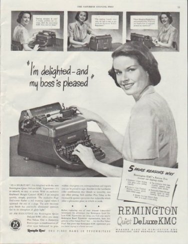 1948 Remington Rand Ad "I'm delighted"