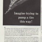 1948 DeVilbiss Ad "Imagine trying to pump a tire this way!"