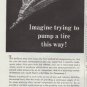 1948 DeVilbiss Ad "Imagine trying to pump a tire this way!"