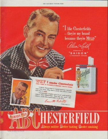 1948 Chesterfield Cigarettes Ad "I like Chesterfields"