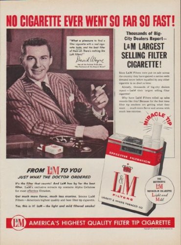 1954 L&M Cigarettes Ad "No Cigarette Ever Went So Far"