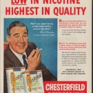 1953 Chesterfield Ad "Low In Nicotine"